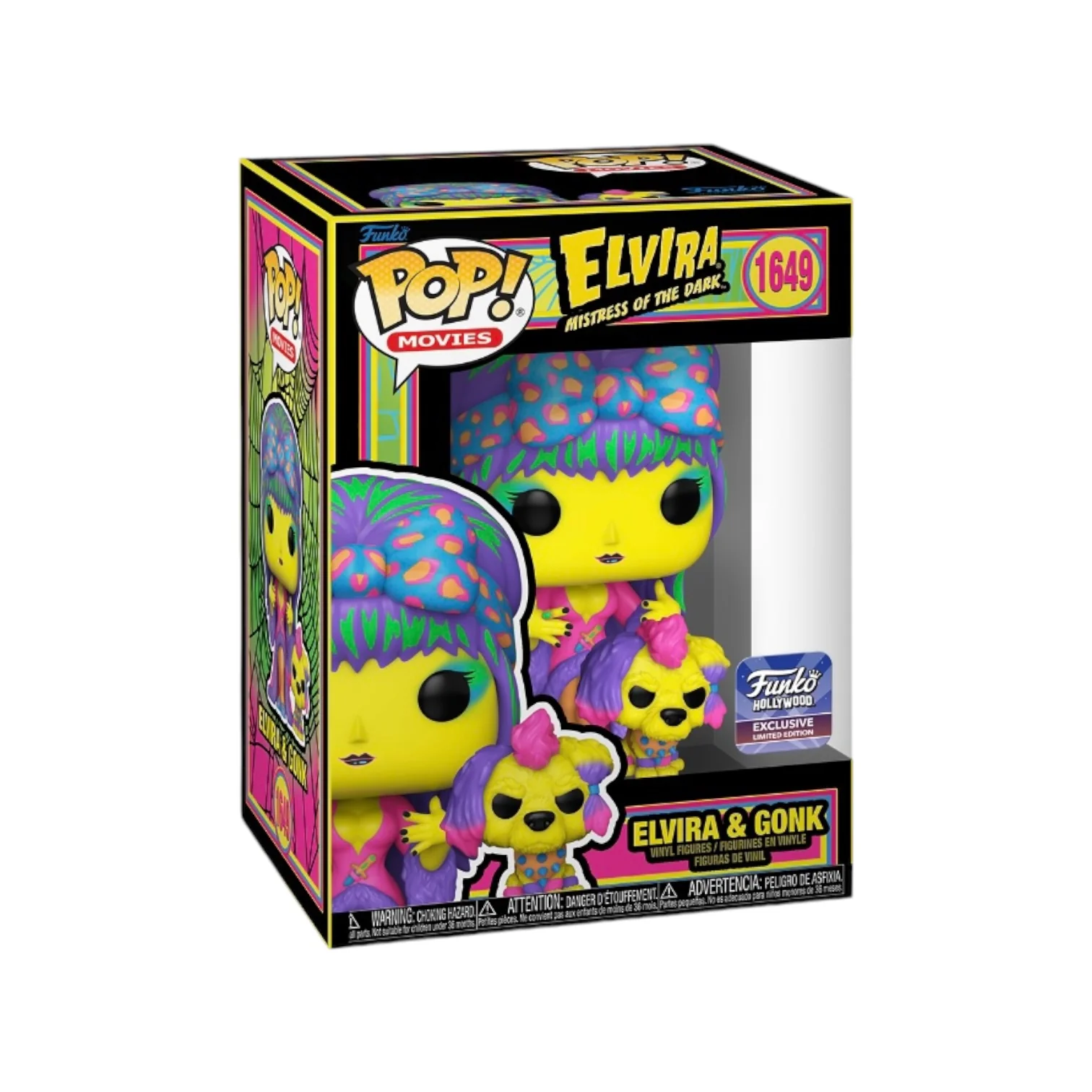 Elvira & Gonk #1649 (Black Light) Funko Pop! - Elvira: Mistress Of The Dark - Funko Hollywood Exclusive
