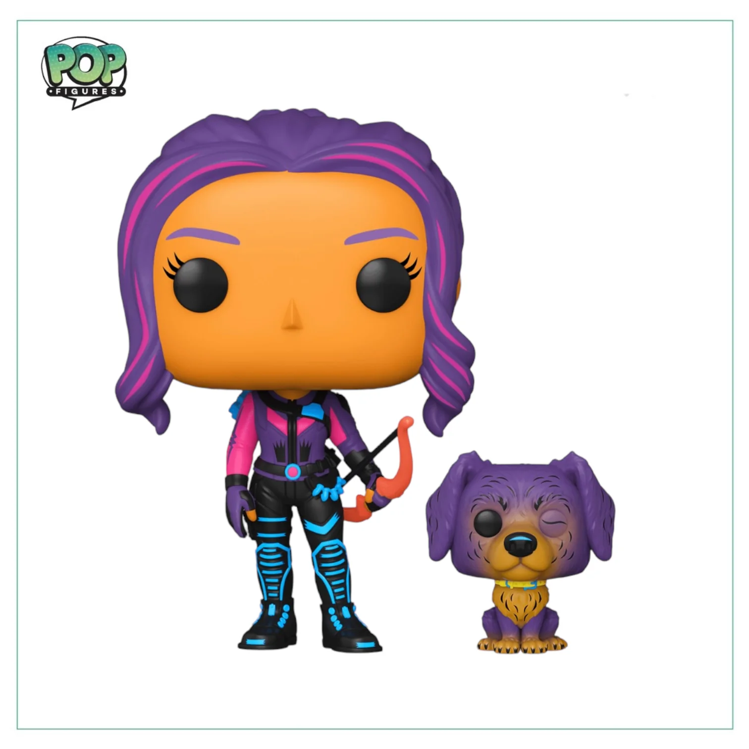 Kate Bishop with Lucky the Pizza Dog #1212 Funko Pop! - Blacklight - Special Edition - Image 2