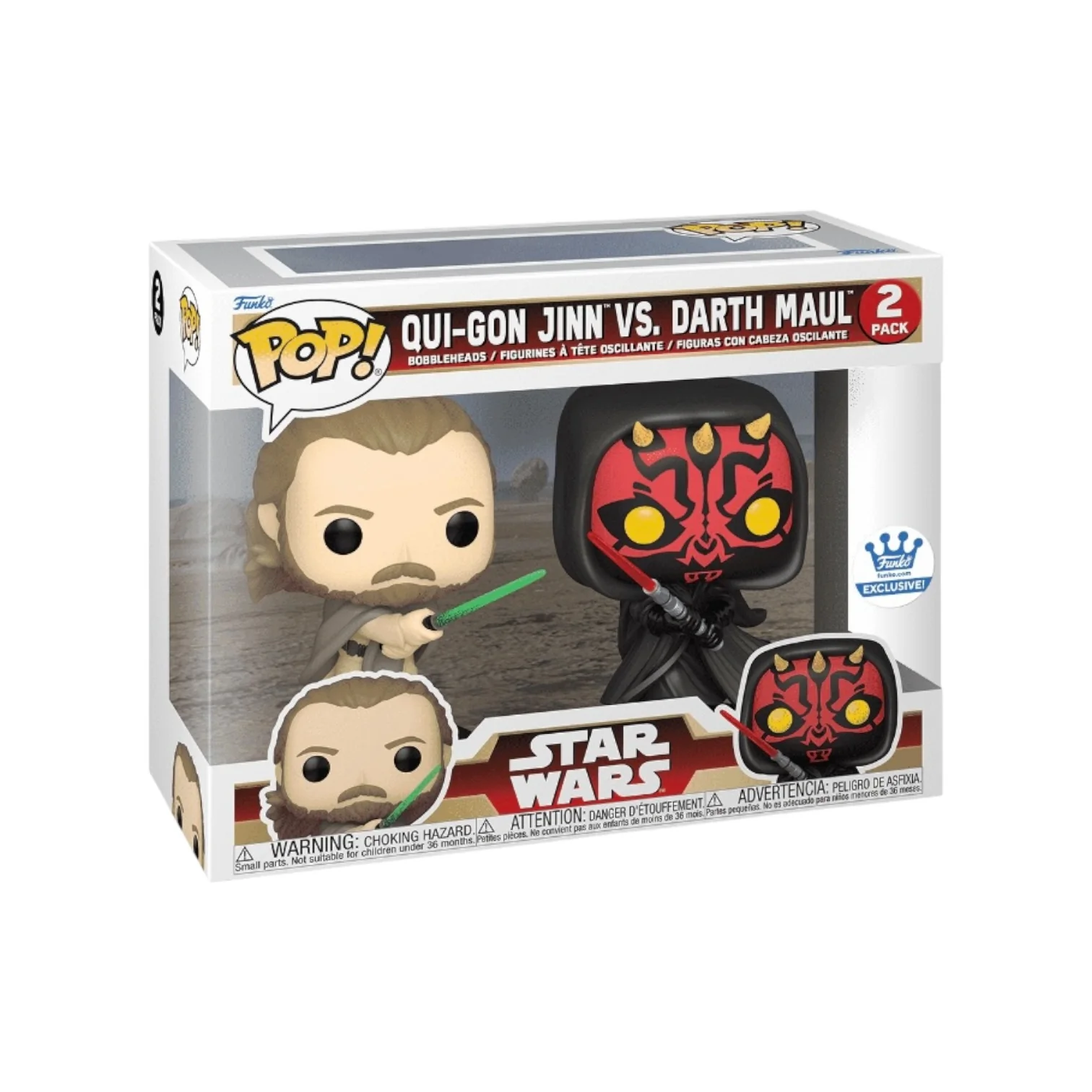 Qui-Gon Jinn Vs. Darth Maul 2 Pack Funko Pop! - Star Wars: The Phantom Menace - Funko Shop Exclusive