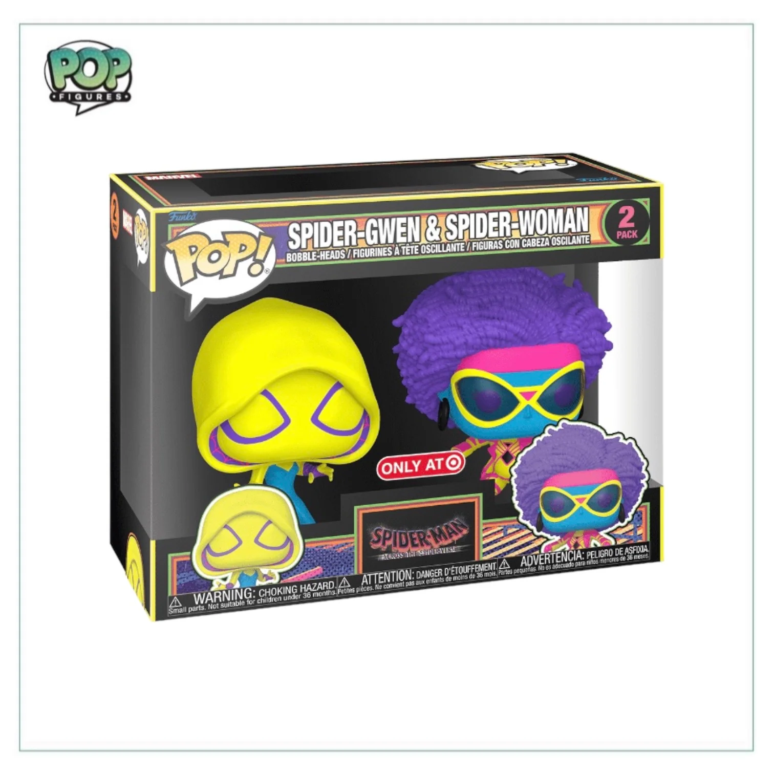 Spider-Gwen & Spider-Woman (Black Light) 2 Pack Funko Pop! - Spider-Man Across The Spider-Verse - Target Exclusive