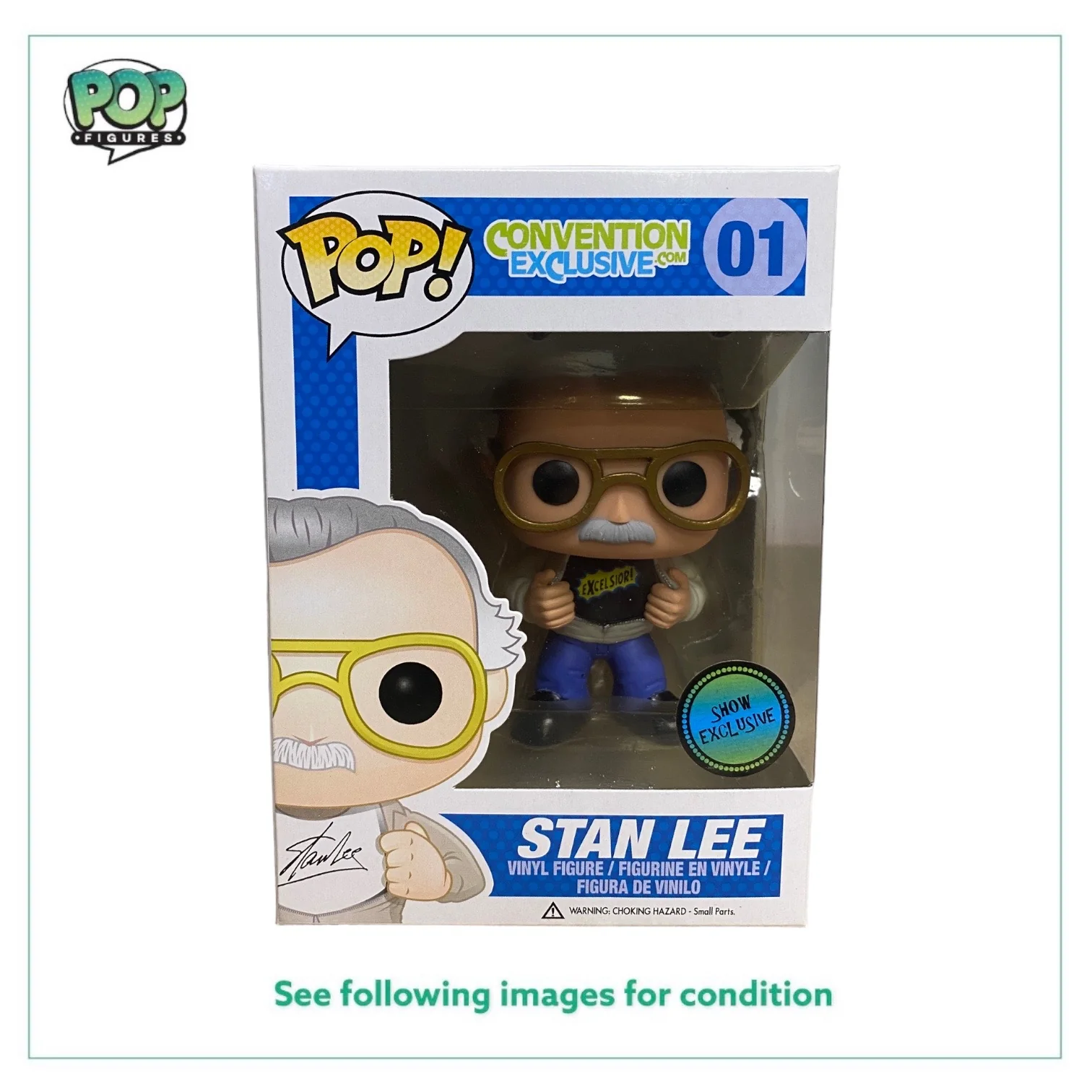 Stan Lee #01 (Excelsior) Funko Pop! - Wizard World Chicago 2014 Exclusive LE1000 Pcs - Condition 9/10