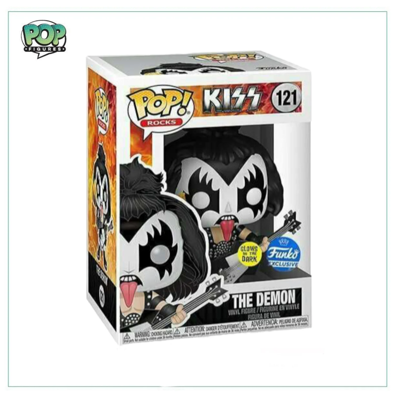 The Demon (Glows In The Dark) #121 Funko Pop! Kiss - Funko Exclusive - Missing Funko Sticker