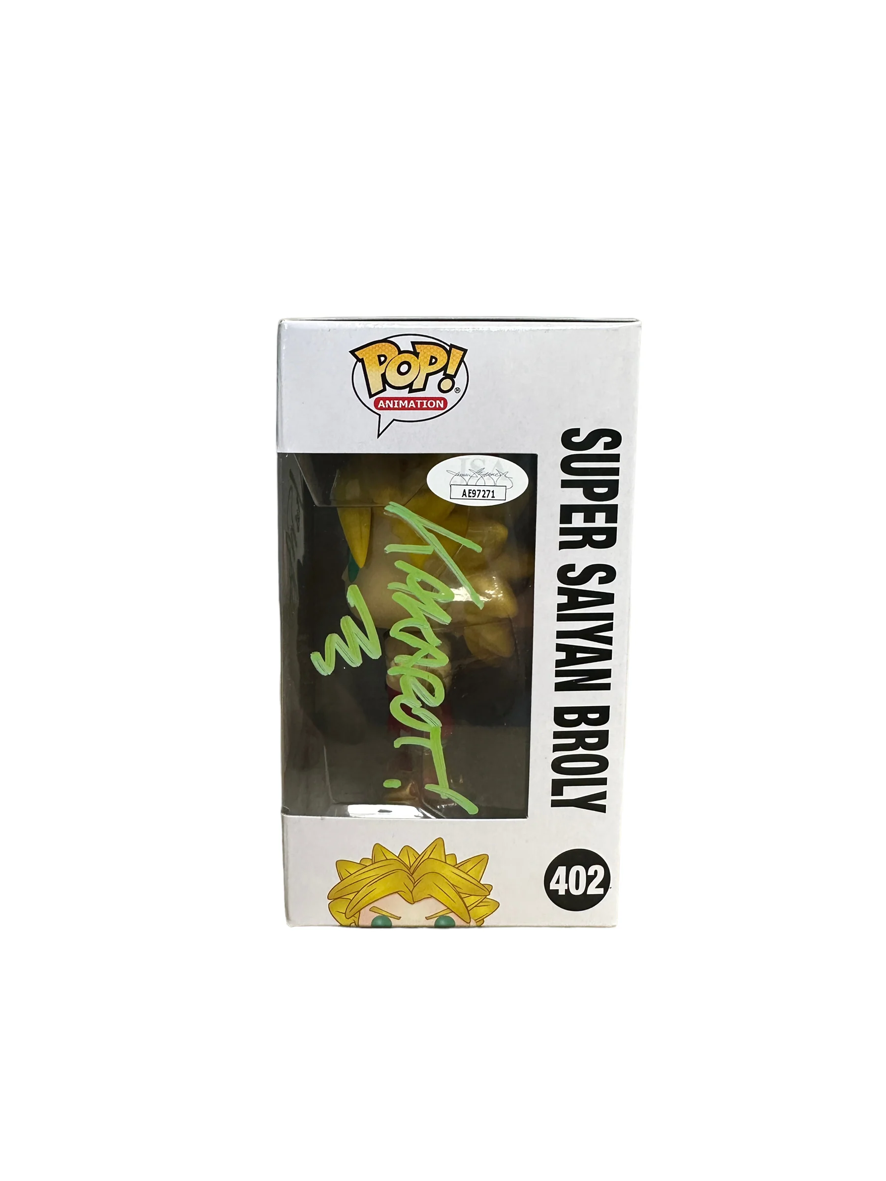 Vic Mignogna Signed Super Saiyan Broly #402 Funko Pop! - Dragon Ball Z - SDCC 2018 Shared Exclusive - Condition 9.5/10 - JSA Authenticated - Image 3
